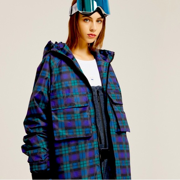Jackets & Blazers - Sunny Day Ski JACKET navy green Blackwatch Tartan Plaid UPF 40+ WINDBREAKER COAT